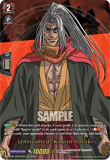 Unrivalled, Kojiro Sasaki - D-TB02/RGR16 - Ragnarok Rare available at 401 Games Canada