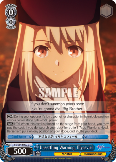 Unsettling Warning, Illyasviel - FS/S64-E092 - Common available at 401 Games Canada