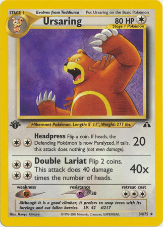 Ursaring - 34/75 - Rare - 1st Edition available at 401 Games Canada