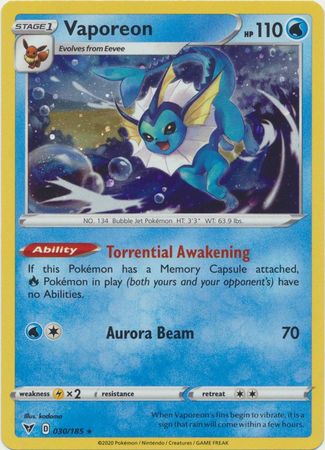 Vaporeon - 030/185 - Alternate Holo - Promo available at 401 Games Canada