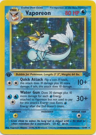 Vaporeon - 12/64 - Holo - 1st Edition available at 401 Games Canada