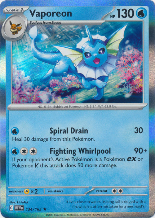 Vaporeon - 134/165 - Rare available at 401 Games Canada