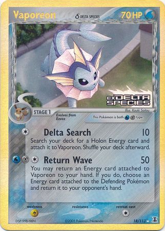 Vaporeon - 18/113 - Holo Rare - Reverse Holo available at 401 Games Canada