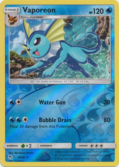 Vaporeon - 18/68 - Holo Rare - Reverse Holo available at 401 Games Canada