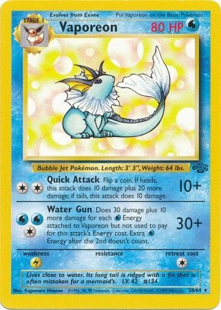 Vaporeon - 28/64 - Rare - Unlimited available at 401 Games Canada