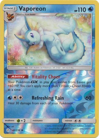 Vaporeon - 42/236 - Uncommon - Reverse Holo available at 401 Games Canada