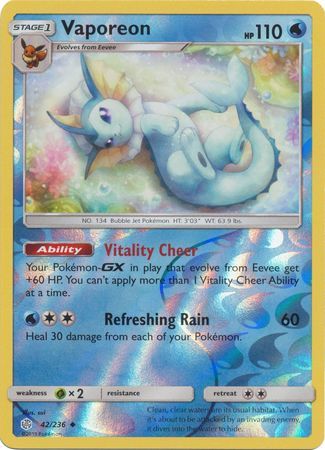 Vaporeon - 42/236 - Uncommon - Reverse Holo available at 401 Games Canada