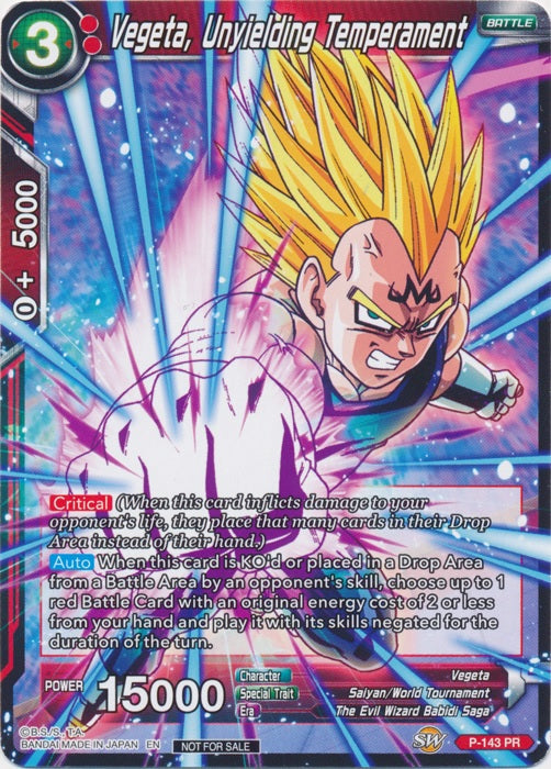 Vegeta, Unyielding Temperament - P-143 - Promo (Foil) available at 401 Games Canada