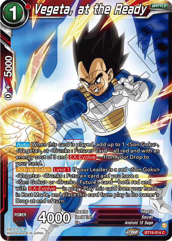 Vegeta, at the Ready - BT19-014 - Common available at 401 Games Canada