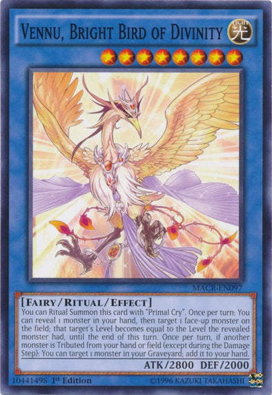 Vennu, Bright Bird of Divinity - MACR-EN097 - Common - 1st Edition available at 401 Games Canada