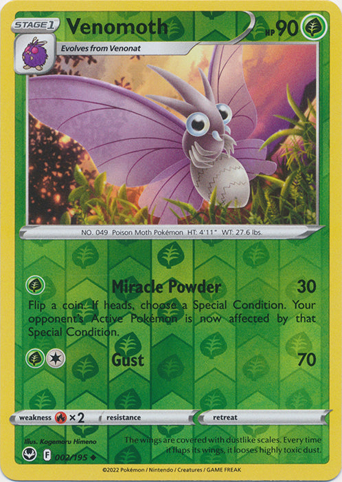 Venomoth - 002/195 - Uncommon - Reverse Holo available at 401 Games Canada