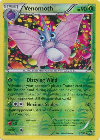 Venomoth - 2/119 - Rare - Reverse Holo available at 401 Games Canada