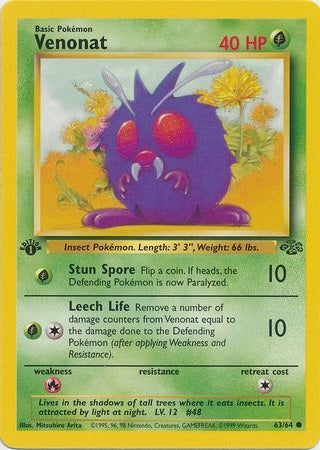 Venonat - 63/64 - Common - 1st Edition available at 401 Games Canada