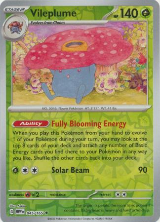 Vileplume - 045/165 - Rare - Reverse Holo available at 401 Games Canada