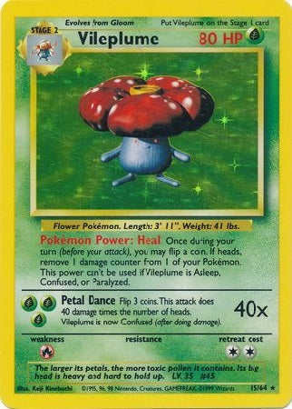 Vileplume - 15/64 - Holo (No Set Symbol Misprint) available at 401 Games Canada