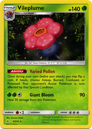 Vileplume - 8/214 - Holo Rare available at 401 Games Canada