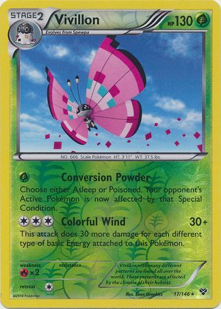 Vivillon (Pink) - 17/146 - Holo Rare - Reverse Holo available at 401 Games Canada