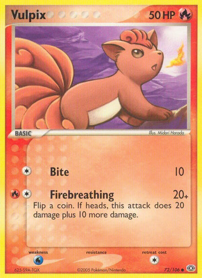 Vulpix - 72/106 - Common available at 401 Games Canada