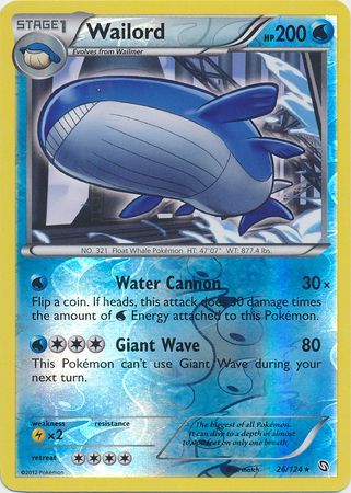 Wailord - 26/124 - Holo Rare - Reverse Holo available at 401 Games Canada