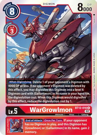 WarGrowlmon - BT12-016 - Rare available at 401 Games Canada