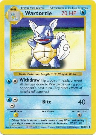 Wartortle - 42/102 - Uncommon - Shadowless available at 401 Games Canada