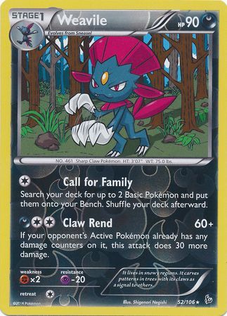 Weavile - 52/106 - Rare - Reverse Holo available at 401 Games Canada