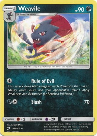 Weavile - 86/147 - Rare available at 401 Games Canada