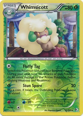 Whimsicott - 15/149 - Rare - Reverse Holo available at 401 Games Canada