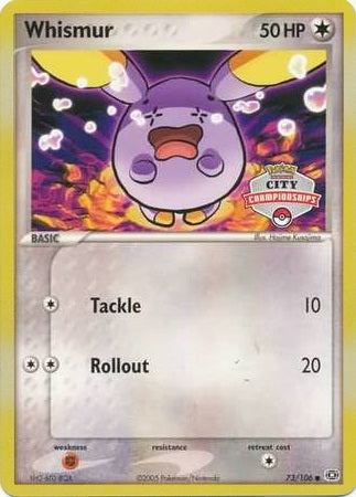 Whismur - 73/106 - Promo (City Championships) available at 401 Games Canada