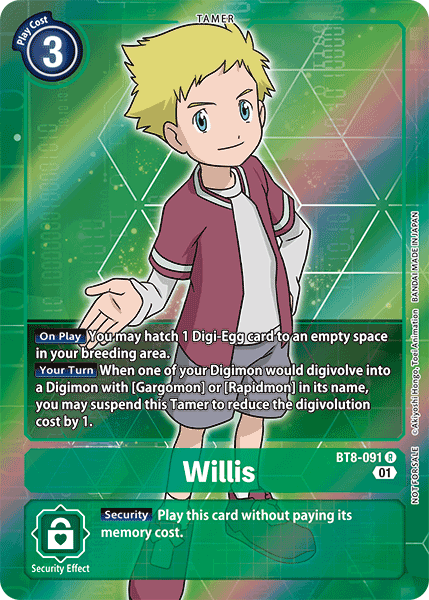 Willis (Box Topper) - BT8-091 - Rare available at 401 Games Canada