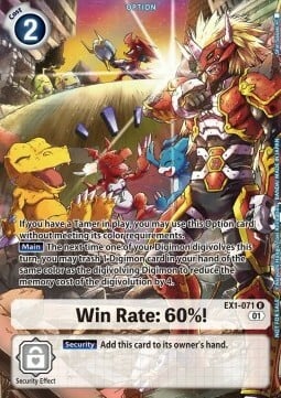 Win Rate: 60%!- EX1-071 - Promo (Tamer's Evolution Box 2) available at 401 Games Canada