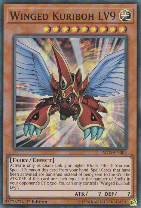 Winged Kuriboh LV9 - AC19-EN005 - Super Rare - 1st Edition available at 401 Games Canada