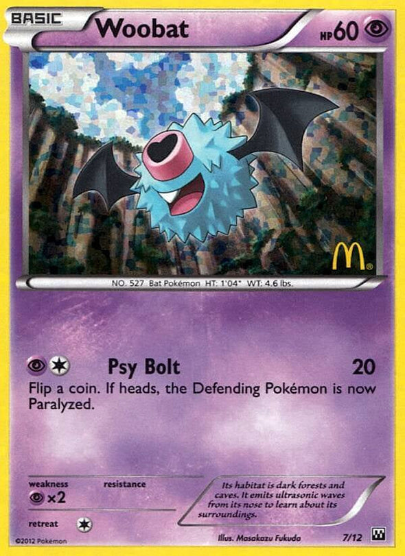 Woobat - 7/12 - McDonald's Holo - Promo available at 401 Games Canada