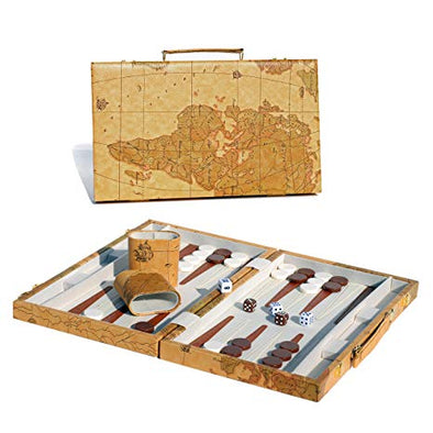 Wood Expressions - 15 Inch Backgammon Set - Tan Map Case available at 401 Games Canada