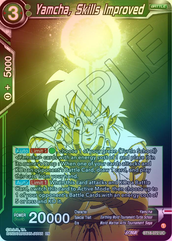 Yamcha, Skills Improved - BT18-072 - Uncommon (Foil) available at 401 Games Canada