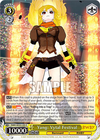 Yang: Vytal Festival - RWBY/WX03-005 - Rare available at 401 Games Canada