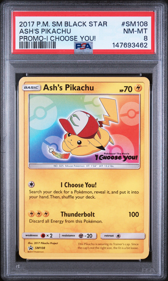 ASH'S PIKACHU (SM108) - POKEMON SM BLACK STAR PROMO - PROMO-I CHOOSE YOU! - NM-MT 8
