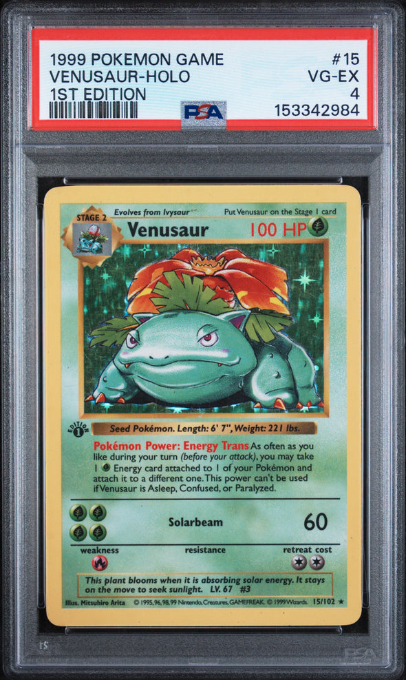 VENUSAUR (15) - POKEMON GAME - 1ST EDITION - HOLO - VG-EX 4