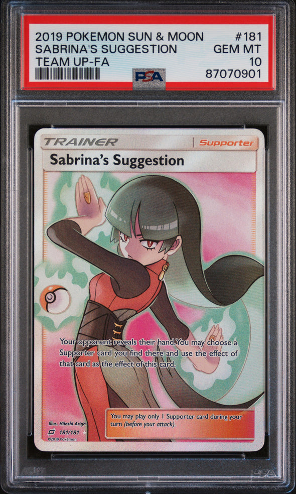 SABRINA'S SUGGESTION (181) - POKEMON SUN & MOON TEAM UP - TEAM UP-FA - GEM MT 10