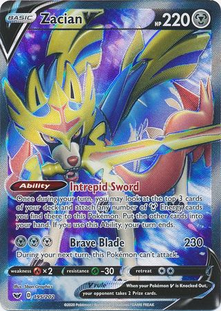 Zacian V - 195/202 - Full Art Ultra Rare available at 401 Games Canada