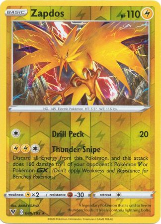 Zapdos - 048/185 - Holo Rare - Reverse Holo available at 401 Games Canada