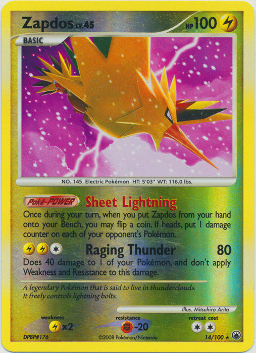 Zapdos - 14/100 - Holo Rare - Reverse Holo available at 401 Games Canada