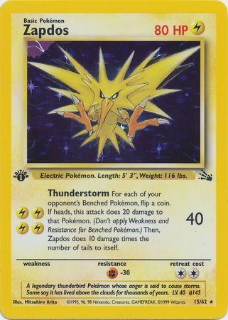 Zapdos - 15/62 - Holo - 1st Edition available at 401 Games Canada