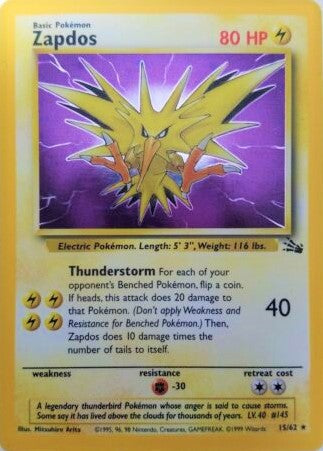 holographic zapdos card value 401 Games Canada - Zapdos - 15/62 - Holo