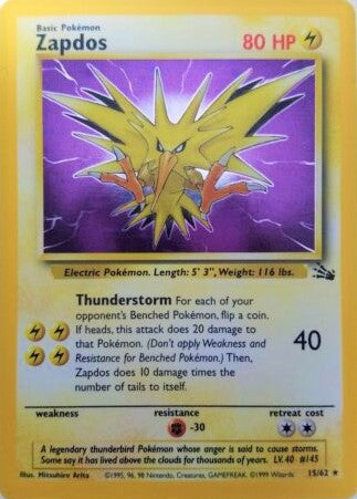 Zapdos - 15/62 - Holo - Unlimited (Corrected) available at 401 Games Canada