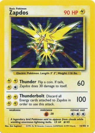 Zapdos - 16/102 - Holo - Unlimited available at 401 Games Canada