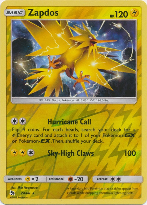 Zapdos - 24/68 - Holo Rare - Reverse Holo available at 401 Games Canada