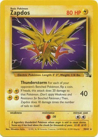 Zapdos - 30/62 - Rare - Unlimited available at 401 Games Canada