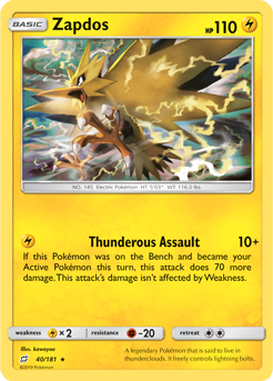 Zapdos - 40/181 - Rare - Theme Deck Exclusive available at 401 Games Canada