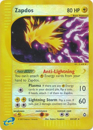 Zapdos - 44/147 - Rare - Reverse Holo available at 401 Games Canada